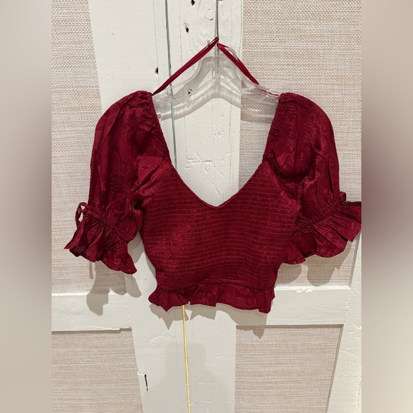 Band of the Free LEA RHUBARB SMOCKED CROP TOP NWT XS - Picture 4 of 7